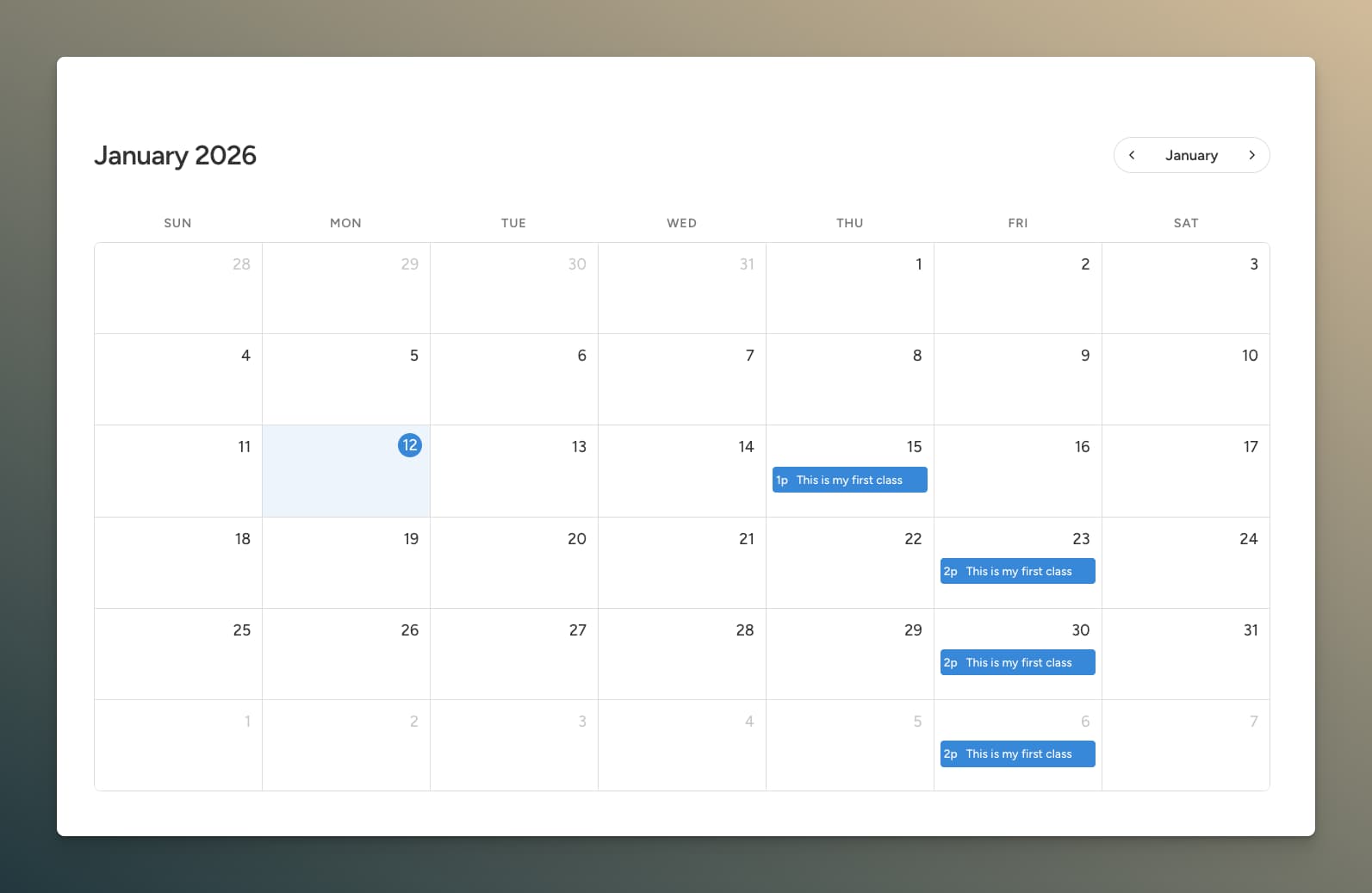 Calendar Overview