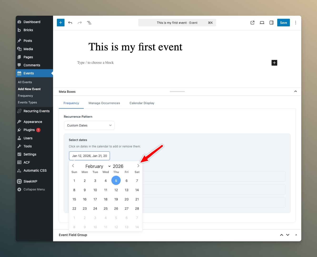 Custom Dates Picker