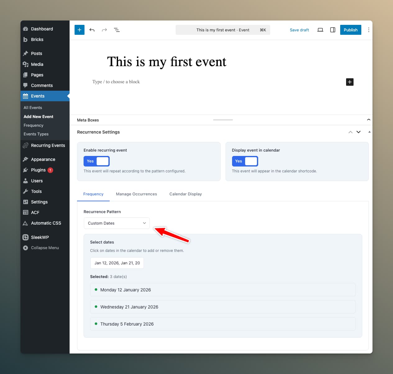 Custom Dates