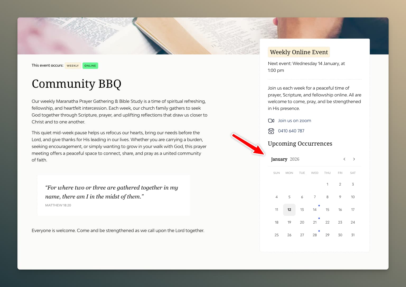 Mini Calendar Mode